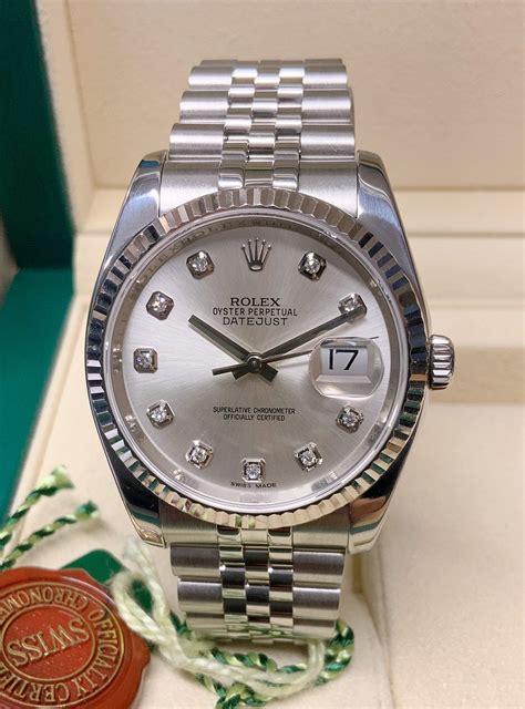 rolex datejust 116234 silver diamond|rolex 116234 white dial.